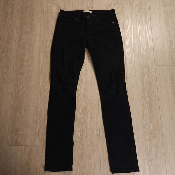 Uniqlo Corduroy Pants Women 24 (30x31) Black Skinny Straight Mid Rise - Picture 1 of 11